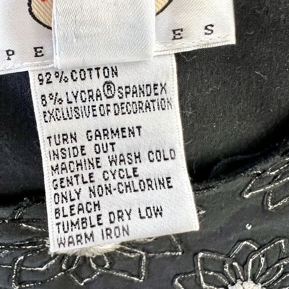 Talbots Top Womens Small Petite Black Beaded Neck 3/4 Sleeve Round Neck Casual - Picture 9 of 9